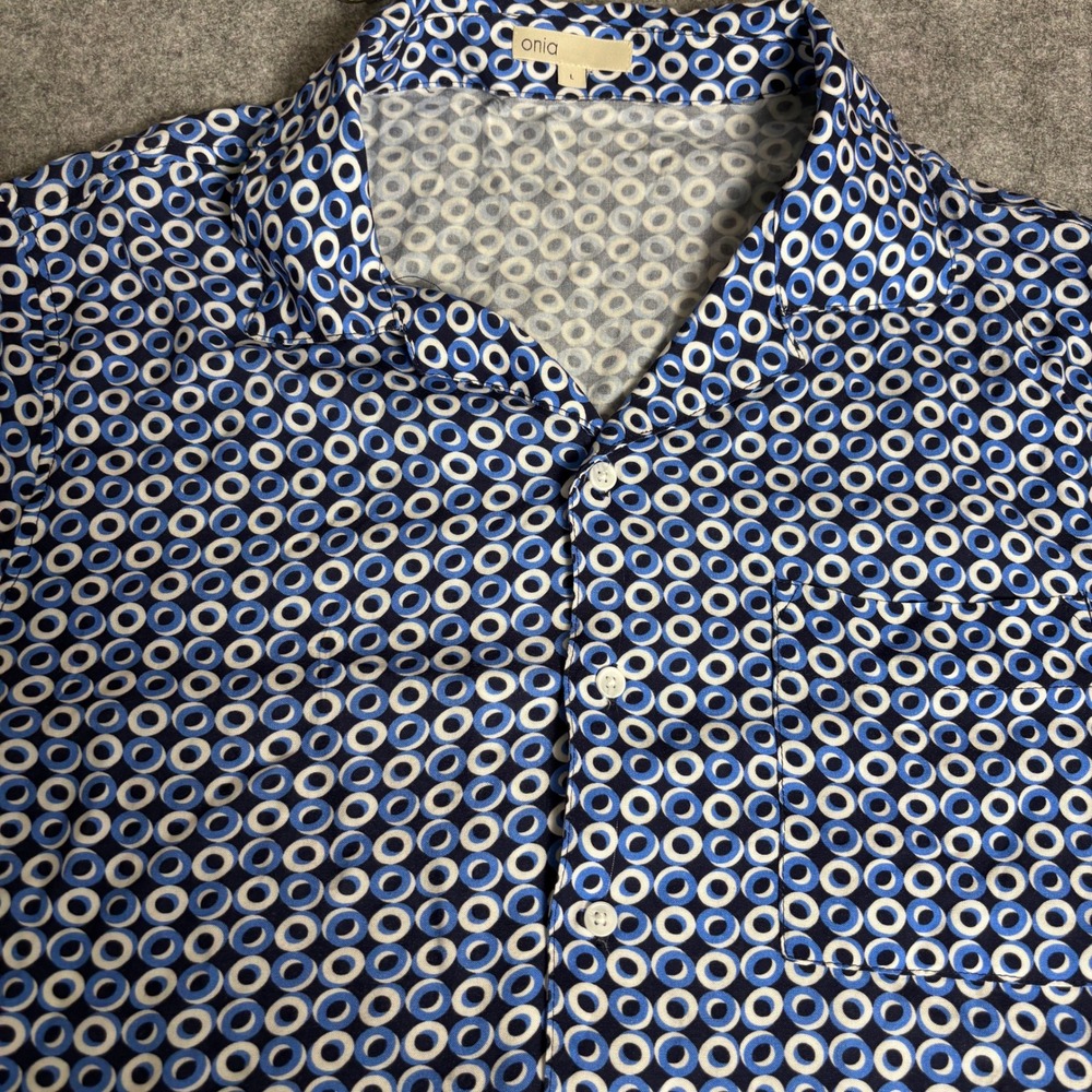Onia Jesse Cover-Up Shirtdress Women Large Blue Nautical Geo Excellent Button Up